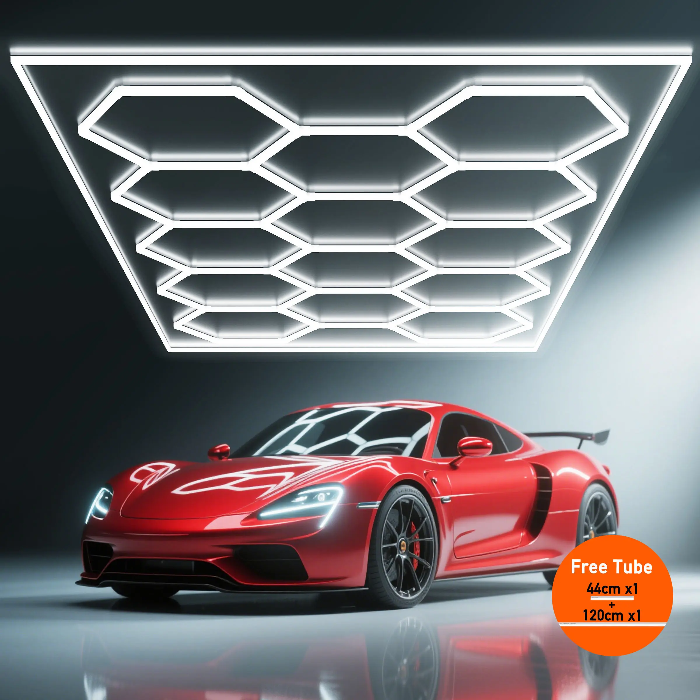 Hykoont 700W 14-Grid Hexagon Garage Light with Frame 80000LM 7.87*15.75 ft Industrial-grade Power Extreme Brightness with Larger Size Targeting Massive Spaces High Ceilings BlackFriday White Led lights christmas hallway ceiling