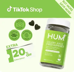 HUM Celery Juice Fiber Gummies for Detox & Gut Health - 60 Vegan Gummies with Chlorophyll & Prebiotic Fiber - Non-GMO, Soy-Free, Gluten-Free - Daily Green Boost HUM Celery Juice Fiber Gummies for Detox & Gut Health - 60 Vegan Gummies with Chlorophyll & Prebiotic Fiber - Non-GMO, Soy-Free, Gluten-Free - Daily Green Boost