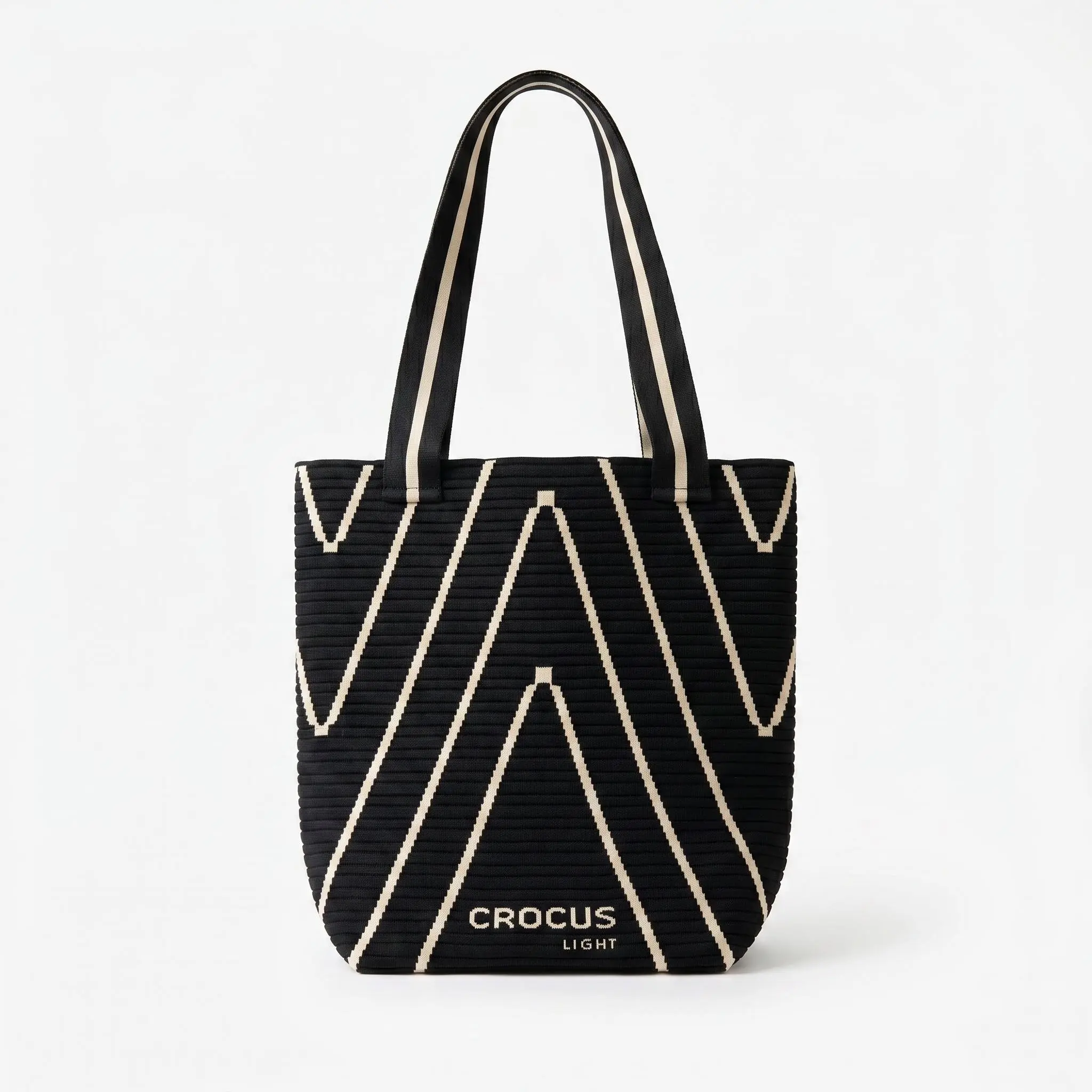 Women's Geometric Knit Tote Bag, Large Elastic Shopper Handbag, Lightweight and Machine Washable for Everyday Work & Travel, Everyday Work Bag, Modest, Holiday, 13.8 X 6.1 X 13.8 Inch, Double Handle, Fashion Patterned Bag, Handbags Simply Tote