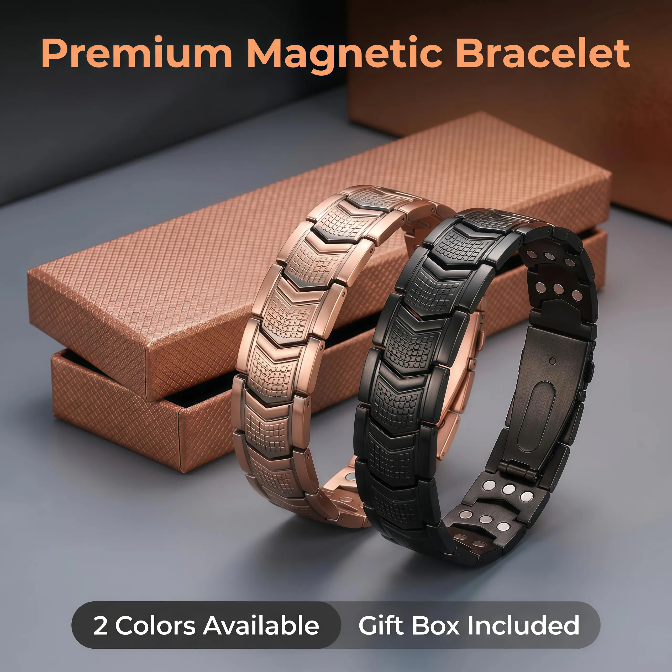 Men's 99.9% Pure Solid Copper Magnetic Durable Bracelet - Retro Unisex Costume Jewelry, Minimalist Therapy Wristband for Wrist Pain Relief, Fold-Over Clasp, 25.5cm/10in, 121g Fathers Day Gift, Magnetic Wellness Jewelry, Choking Hazard Magnets, Male, Basic
