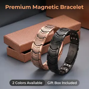 Men's 99.9% Solid Copper Magnetic Therapy Bracelets - Premium Fold-Over Clasp Minimalist Healing Wristband for Pain Relief & Father's Day Gift