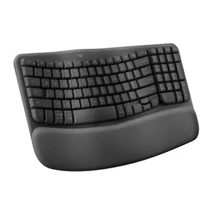 Logitech Wave Keys Wireless Ergonomic Keyboard with Cushioned Palm Rest, Comfortable Natural Typing, Easy-Switch, Bluetooth, Logi Bolt Receiver, for Multi-OS, Windows/Mac - Graphite Graphite Keyboard