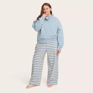 Women's High-Rise Boxer Knit Pants - Parke Light Blue/Orange Striped 1X