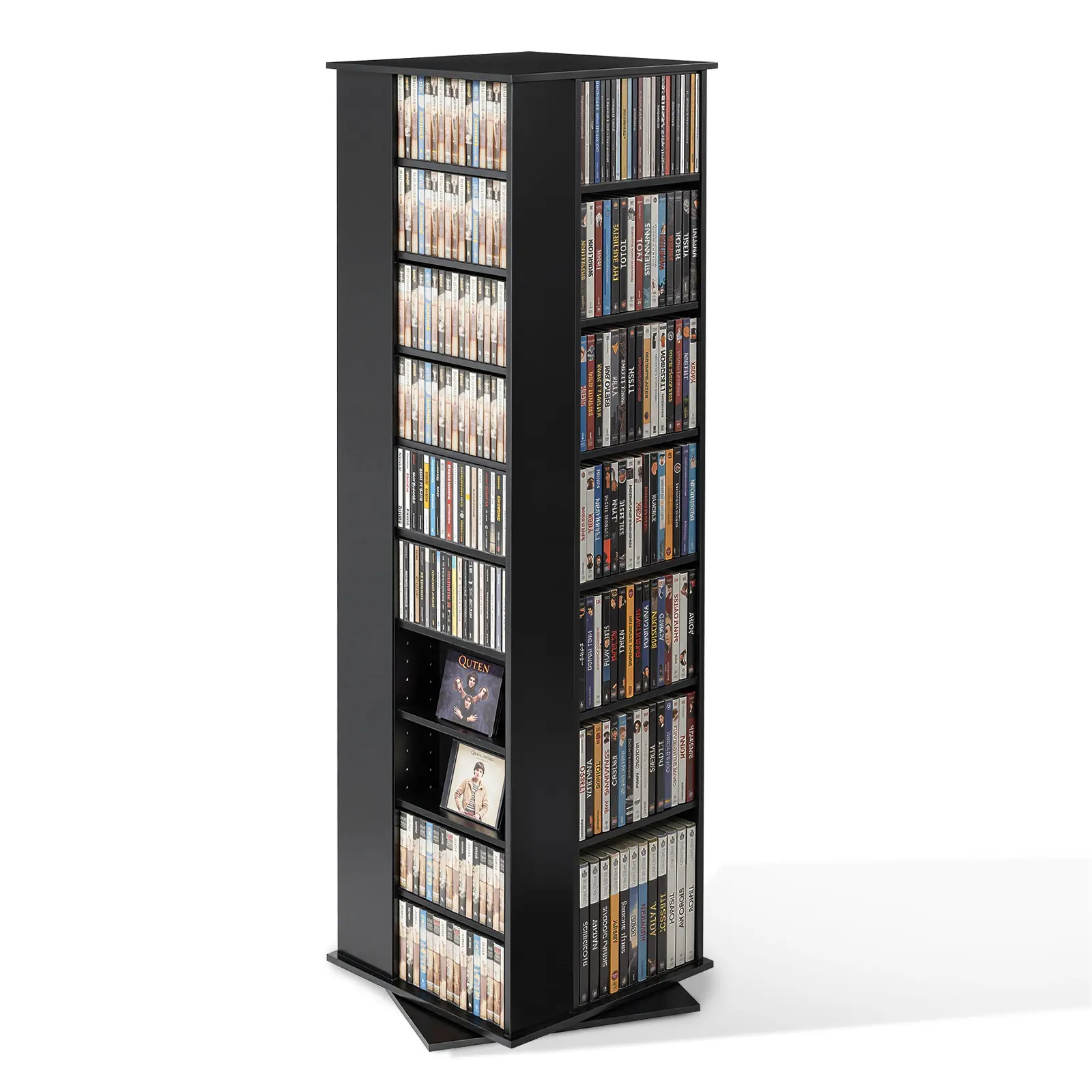 【SummerFinds】VEVOR Kraft Paper Media Rack - 34-Comp. 360° Rotatable Racks & Displays, Adjustable Shelves Storage Cabinet for CDs, DVDs, Game Discs, Black Collector Display Stand for Living Room
