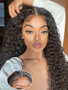 Glueless 5x5 Ready to Wear Deep Wave Lace Clousure Wig Human Hair For Women Pre Plucked 6x4 Curly Brazilian Transparent Lace Front Wigs