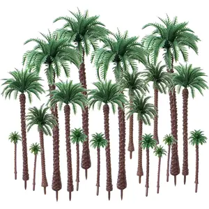 20-Piece Miniature Palm Trees - 2.1" to 7.4" Fake Plastic Trees for DIY Scenery, Landscape or Cake Decor (No Stands) Decorative Fruit Plants Set Tropical Ornaments