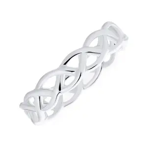 Open Braided Wheat Weave Wire Rope Cable Eternity Band Ring Sterling Silver 5MM