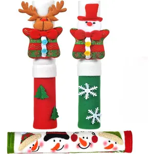 OUGAR8 Adorable Snowman Refrigerator Handle Covers Set 3-Cloak Cute Christmas Decor Practical Fridge Door Covers Christmas Aesthetic Cozy Protective Kitchen Appliance Covers Perfect Christmas Decorations Idea