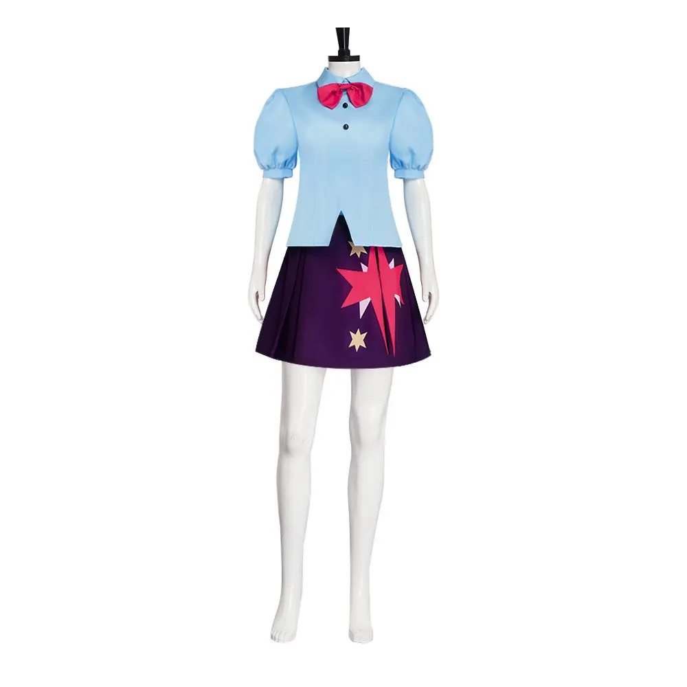 Twilight Sparkle White Sailor Shirt Purple Star Skirt Cosplay Costume Set with Red Bow Tie for Comic Con