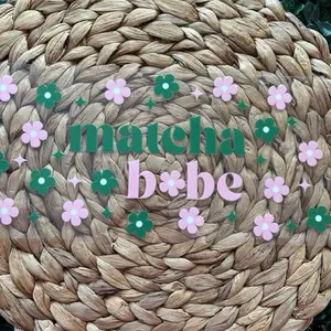 Matcha Babe UVDTF CIP WRAP - Floral Design Woven Basket for Home Decor and Storage