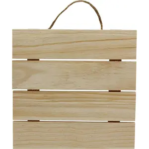 10x10 Inch Unfinished Wood Hanging Plaque - DIY Pallet Sign, Notch Banner, Wooden Sign, Wood Slice, Decorative Plaque, Rustic Decor for Shop Home, Craft Projects