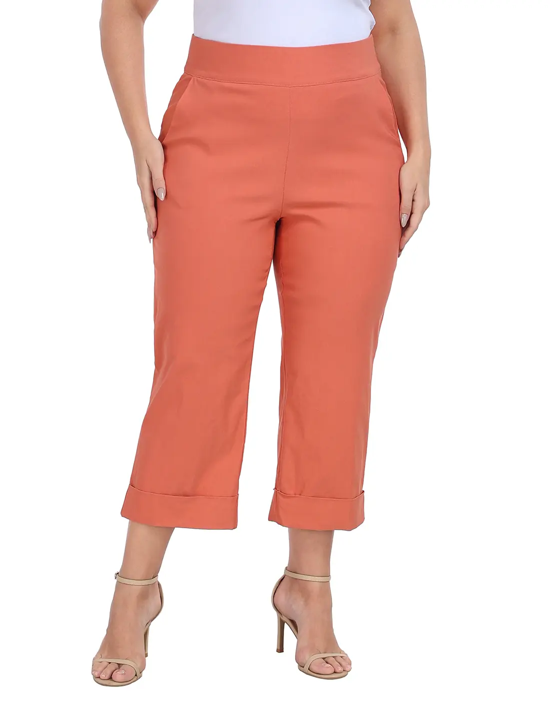 HDE Women's Plus Size (3X) Pull-On Pants - Straight Leg, Tummy Control, Hip-Fitted, Breathable Spandex-Rayon-Nylon Fabric, Pockets, Sporty Chic Office Work Clothes & Golf Bottoms