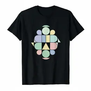 Men's Minimalist Abstract Geometric Graphic T-Shirt - Pastel Bauhaus Inspired Modern Art Tee
