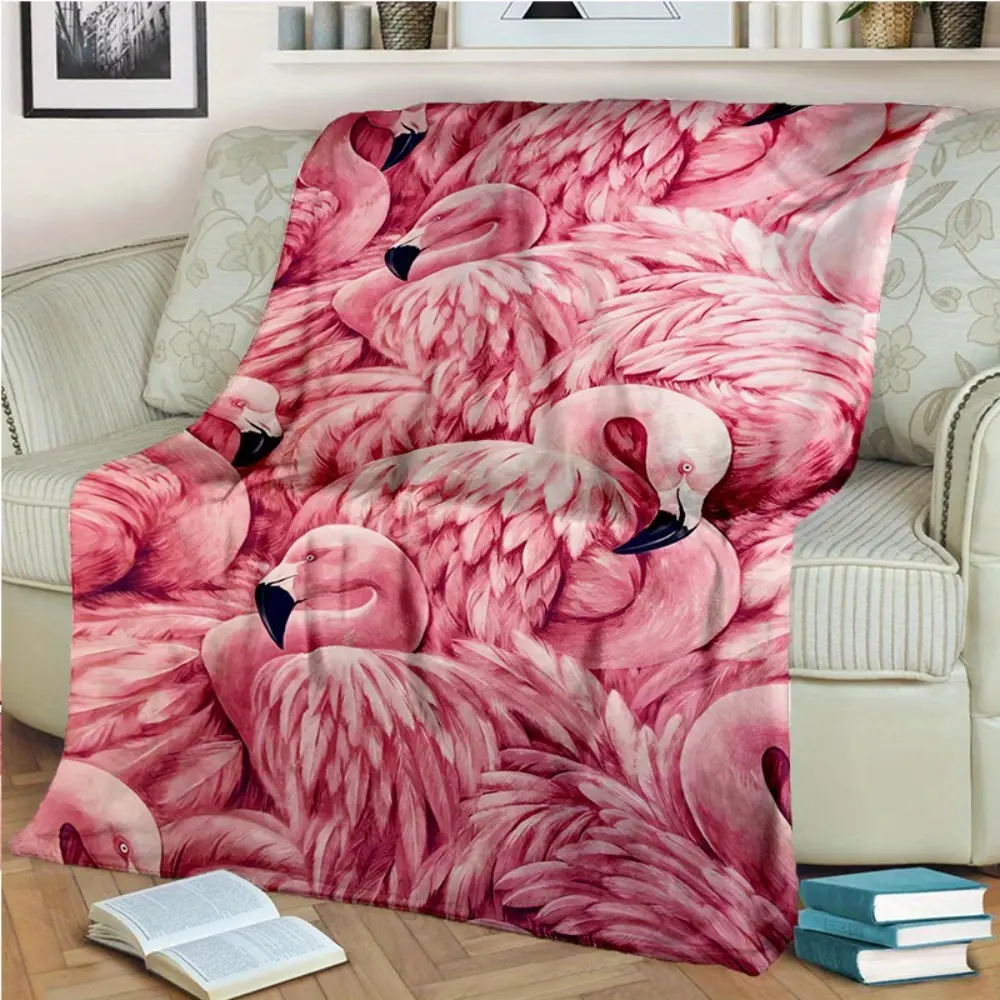 Pink Flamingo Animal Theme Soft Comfy Throw Blanket - Breathable, Durable, Fade Resistant, All Seasons - Ideal for Indoor/Outdoor Sofas, Travel - Great Gift Option