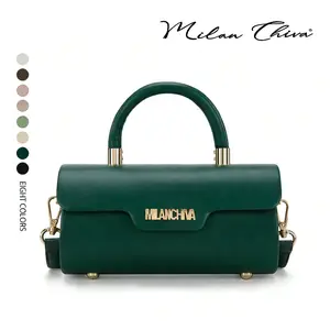 Milan Chiva Small Purses for Women Designer Mini Top Handle Purse Barrel Shape with Detachable Crossbody Strap Spacious Interior 8L x 4W x 4.2H