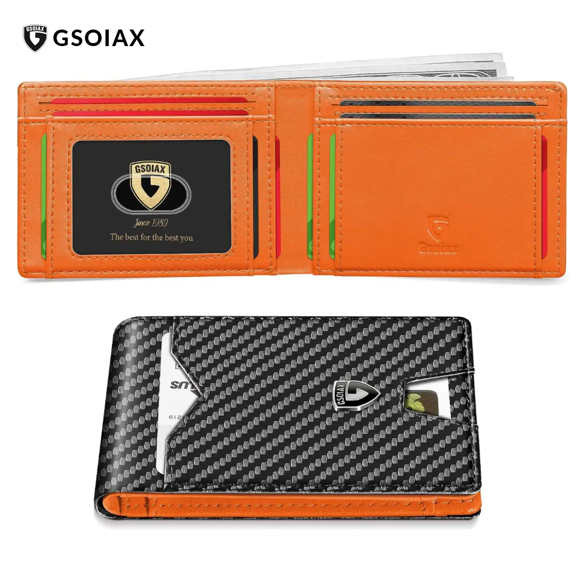 GSOIAX Mens Slim Wallet Rfid Blocking Father's Day Gift