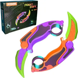 PETBSNVB 2pcs Fidget Claw Knife, 3D Gravity Knife Toy, 3D Gravity Plastic, Switchblade, Printed, Printing Knife, Carrot Knife,Sensory Knife Fidget Toys for Kids & Adults, Anxiety Stress Relief Toy