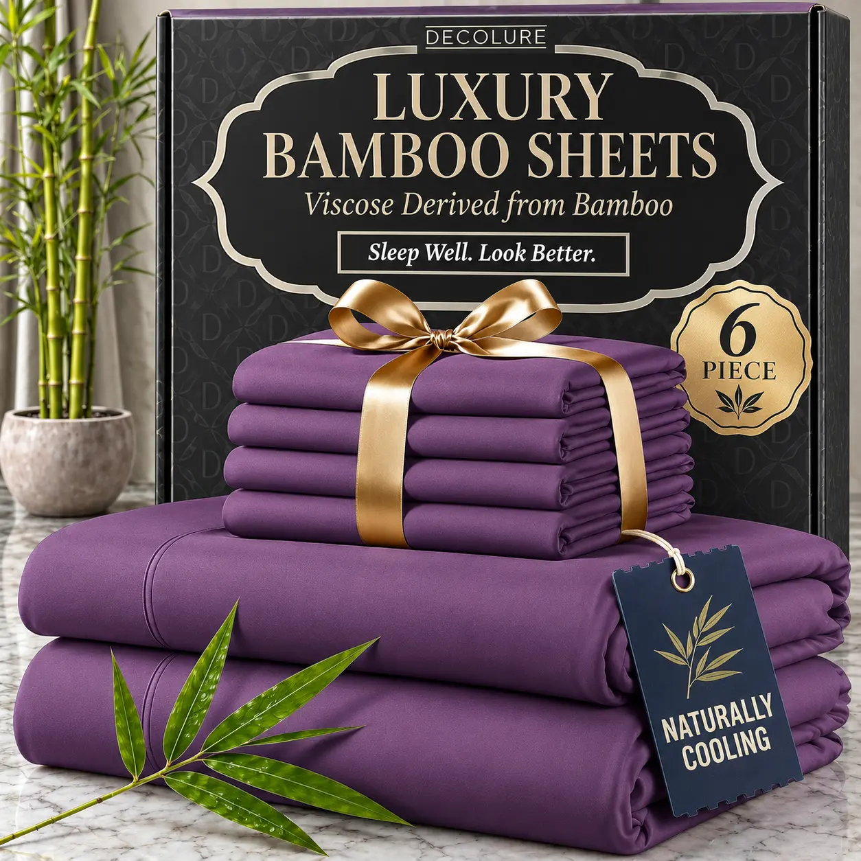 Bamboo Bed Sheet Set - 3/4 Pcs Woven Texture Beddingsheets, Breathable Durable Bedding with Secure Extra Deep Pocket Fitted Sheets, Cooling Effect for Hot Sleepers, Ultra-Soft Wrinkle-Free Hotel Luxury Linens