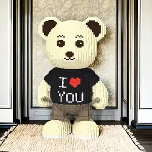 Love Lucky Bear 3D Puzzle Building Blocks Decoration, Approximately 5590pcs, Creative Desktop Toy Decor and Room Decoration, Birthday/Halloween/Valentine's Day/Christmas/Christmas Eve Holiday Gift, No Power Needed, Perfect for Personal Use