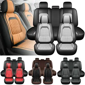 Fit For Chevrolet Silverado GMC Sierra 2007-2024 2025 2026 1500 2500 3500 HD Crew Cab Pickup Full Leather Car Seat Covers Front And Rear Full Set Seat Protector Cushion
