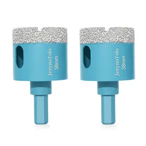 2pcs/Pack 1-1/2"(38mm) Dry Diamond Core Drill Bit - Diamond Hole Saw Tile Core Drill Bit With Triangle Shank For Porcelain Tiles, Stoneware, Ceramic, Marble, Granite, Hole Saw Drill Bit, Tile Drill Bits, Dry Tile Bit, Diamond Drill