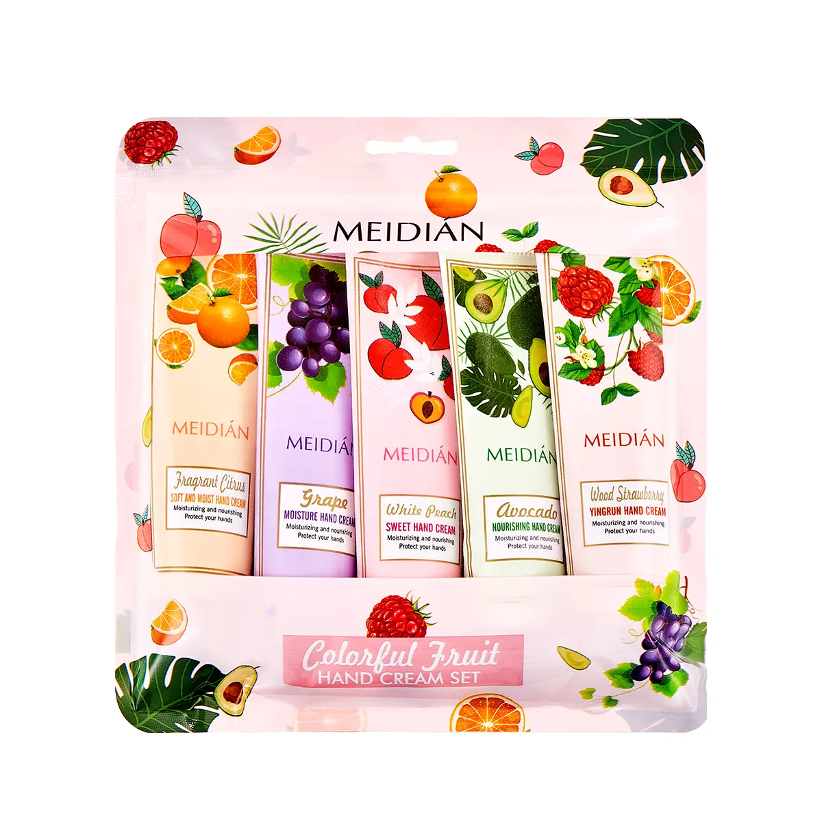 Fruit Scent Hand Cream Set - Peach, Grape, Strawberry, Orange, Avocado -  Moisturizing Lotion for Dry Hands, Mini Hand Care Gift Set for Women Nourishing Hand Cream Aroma