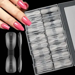 140pcs Boxed French Nail Forms, Ultra Thin Seamless Dual 2-In-1 Full Cover Nail Tips, Acrylic Nail Extension Set for DIY Manicure & Nail Art