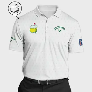 Men s Golf Sport Masters Tournament Callaway Polo Shirt - White Green Sports Logo Pattern Engage in Style