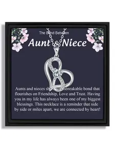 1 piece silver infinite heart pendant Heart Design Necklace for Valentine's Day birthday Exquisite Jewelry Gift to niece and aunt with blessing card and box Love Heart Necklace
