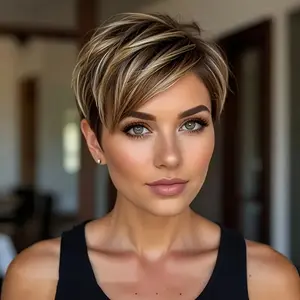 New Wholesale Hot Women's Elegant Short Pixie Cut Wig - Glueless Machine-Made Remy Human Hair, Natural Look, Rose Net Cap - Everyday, Party, Costume - Suitable for All Light Beige Tones & Ethnicities - Salon-Quality Hairstyle, Short Hair Wigs, Versatile H