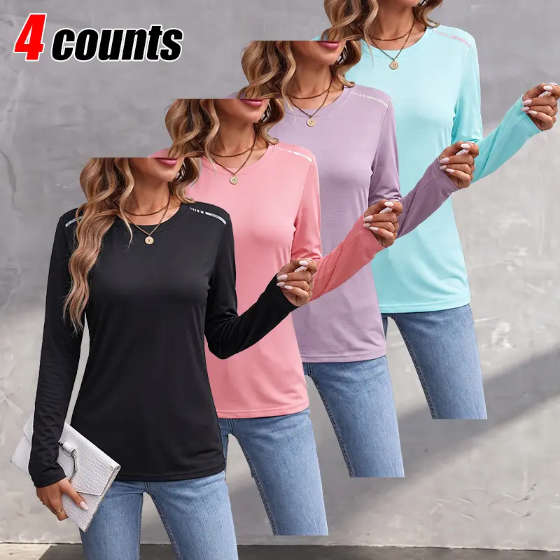Life keeps moving — available in packs of 1–4 pieces. Women’s ultra-soft long-sleeve thermal top; solid-color basic T-shirt suitable for outdoor activities, camping, travel, and casual wear. Breathable and ideal for all seasons.