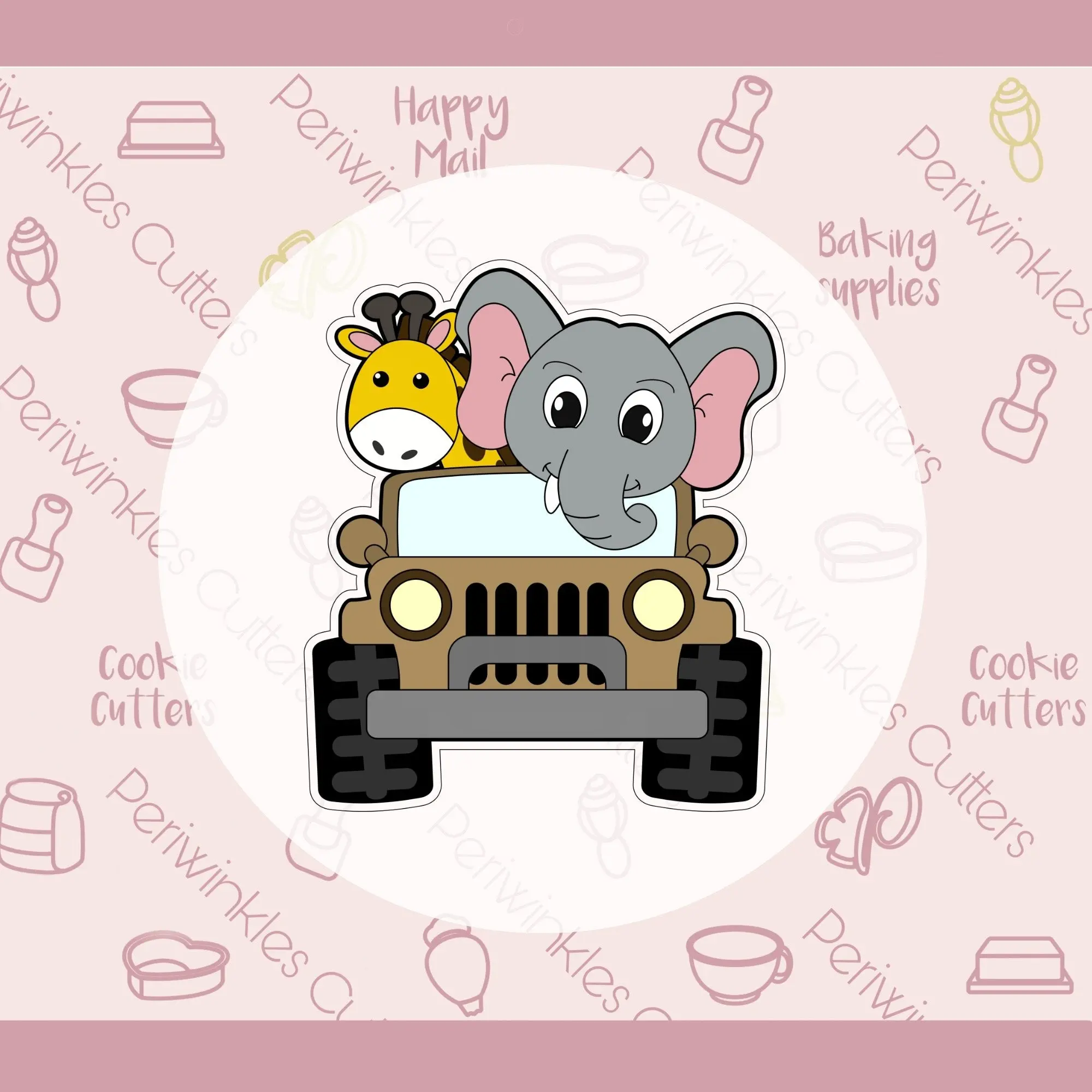 Safari Jeep Animals Cookie Cutter