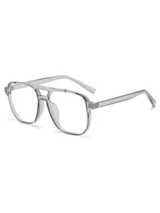 Fake Transparent Square Nerd Glasses, Large Lightweight Blue Light Blocking Computer Frame, Eye Protection Eyewear for Men & Women