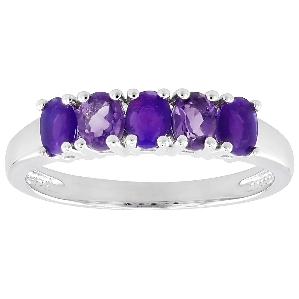 Unisex Rhodium-Plated Sterling Silver Ring, JTV Purple Natural Ethiopian Opal, 0.55ctw Natural Crystal Jewelry Accessory, Unisex Wear