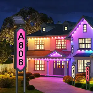 Outdoor House Number Lights with Warm White/White LED Address Sign Light - IP44 Waterproof, Switchable Lighting, Easy Installation Suitable for Houses, Gardens, Driveways & Commercial Use - Solar Address Numbers