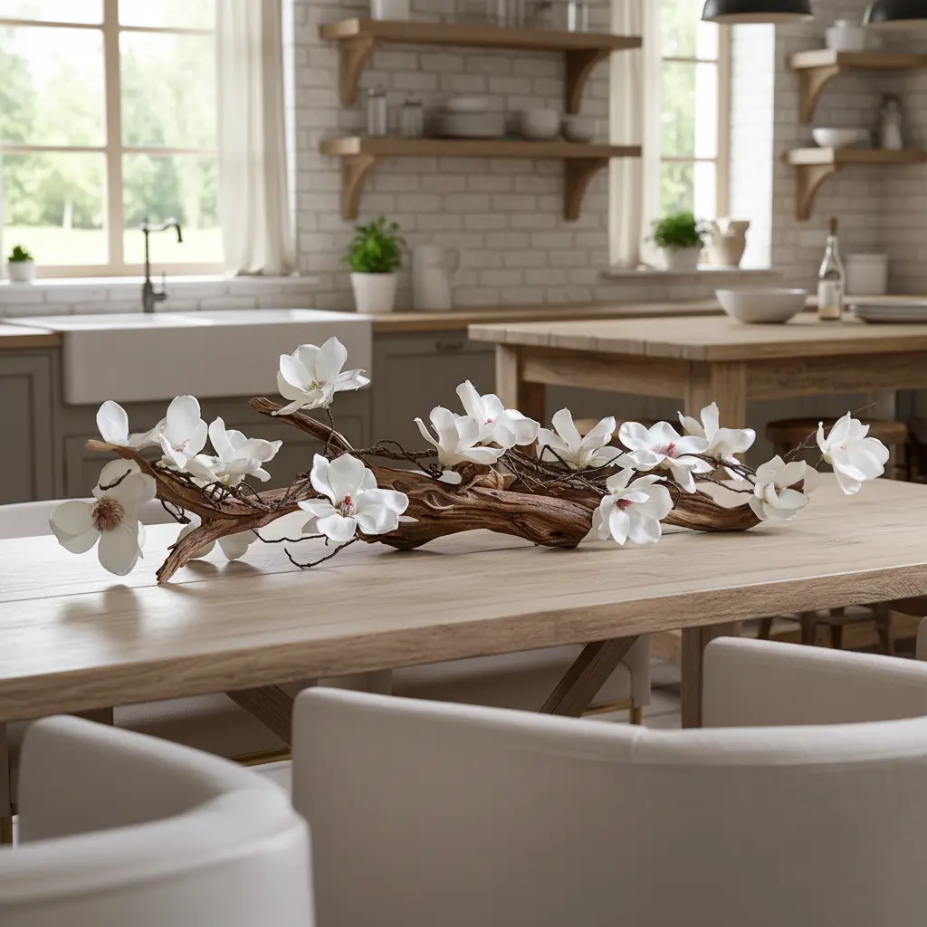 Driftwood Dining Table Centerpiece - Faux Driftwood Magnolia Vine Floral Decor, Multi-Size Hanging Ornament for Tree (Home & Festive Party Supplies)