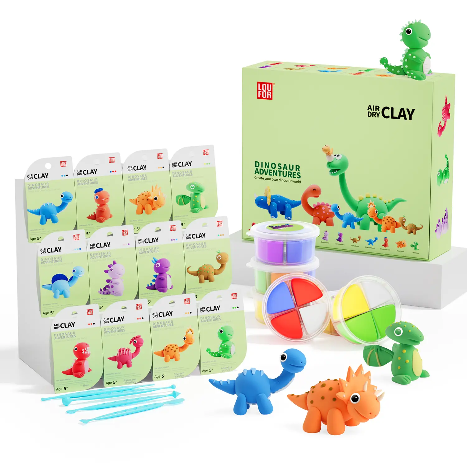 【LOUFOR】Ultra-Light Soft Safe Non-Toxic Air Dry Clay Kit for Kids with Sculpting Tools & Tutorials - DIY Art Crafts Toy Gift for Boys Girls, Ideal for Art Class, Family Craft Time, School Projects, Sensory Play, Christmas, Black Friday Plastic Gift Set