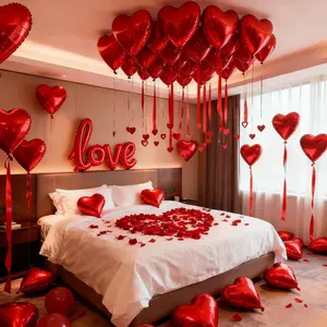 Romantic Valentine’s Day Balloon Decoration Kit, 500 Pcs Rose Petals, 20 Pcs Heart Foil Balloons and Love Balloon, Perfect for Proposals