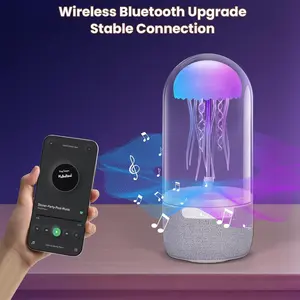 Jellyfish Bluetooth Speaker Lamp Color Changing LED, 7 Dynamic Modes Portable Wireless Audio, Cute Desk Decor Mood Light for Bedroom Office Party gifts