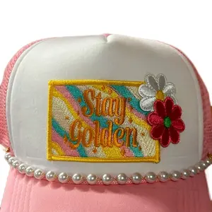 Personalized Mini Trucker Hat with Heat Pressed Patches and Accessory