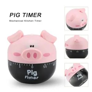 Cute Cartoon Little Pig Kitchen Mechanical Timer Cooking Timing Tool Pink