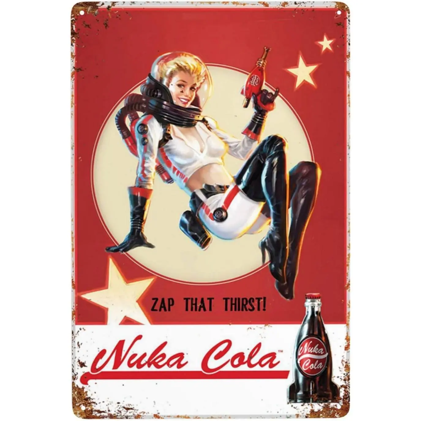 Nuka Cola Vintage Metal Tin Home Sign, 12x8 in Wall Plaque with Bright Print, Living Room Man Cave Garage Home Decor Accessories, Tin Home Signs