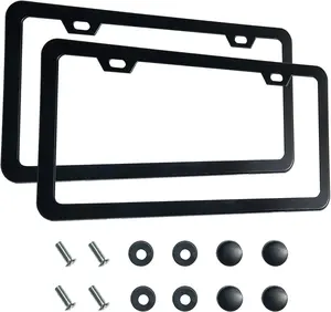 2PCS Premium Matte Black License Plate Frames – Rust-Proof Aluminum Car Plate Holder with Screws, Universal Fit for Men & Women