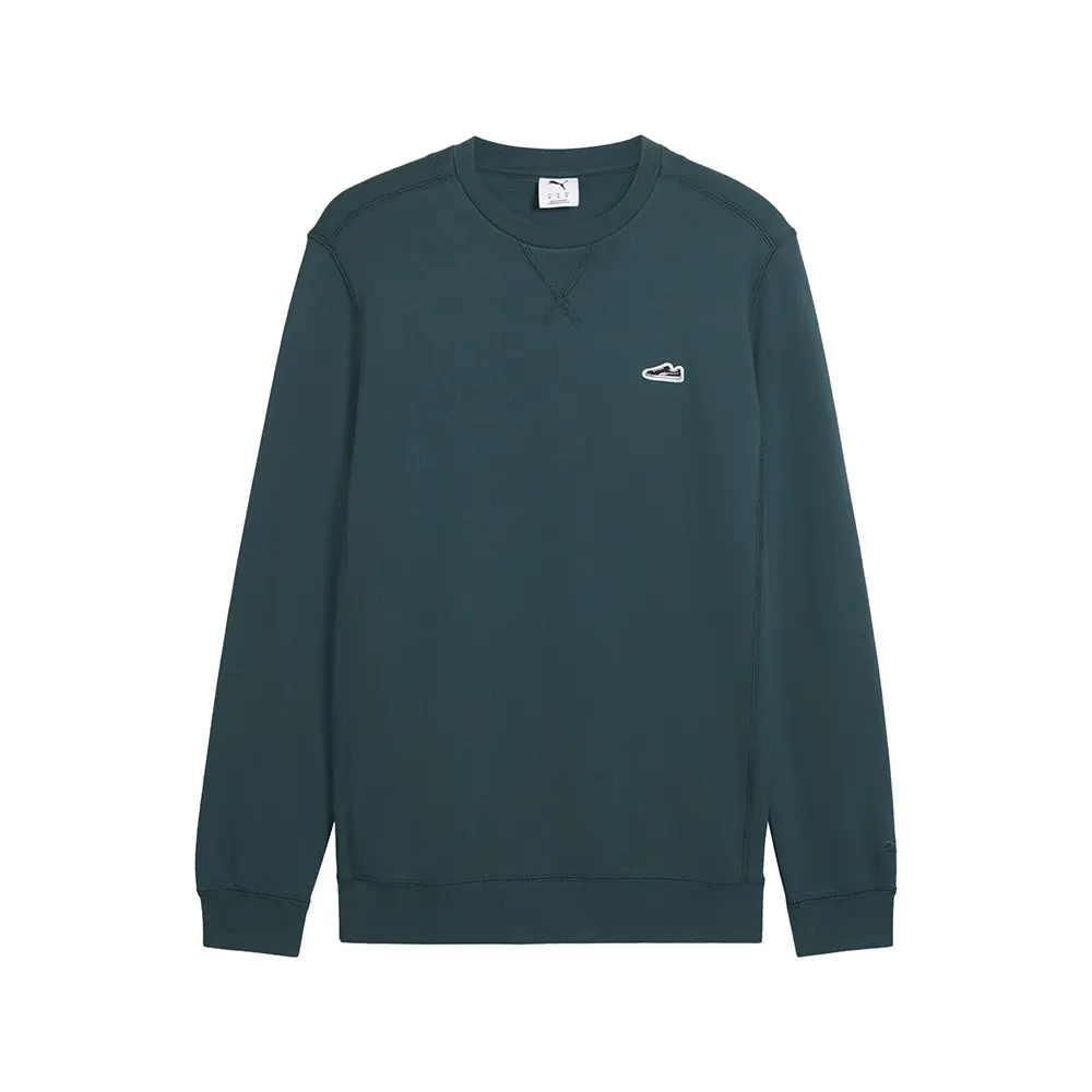 PUMA Mens Wardrobe Essentials Suede Crew Neck Sweatshirt Casual - Green