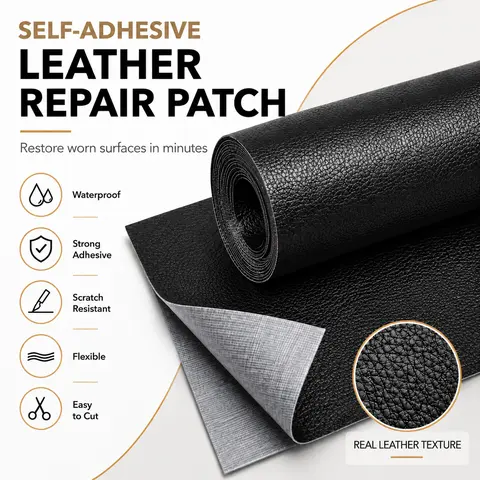 20x54 in Self-Adhesive Leather Patch Sports Tape - Waterproof PVC Vinyl, Strong Adhesive, Easy to Cut, Precise Fit, Long-Lasting, Scratch Resistant, Efficient Repairs for Car Interiors, Chairs, Furniture Upholstery