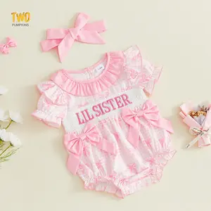 Big Sister Little Sister Matching Outfits Toddler Baby Girl Smocked Ruffle Sleeve Plaid Romper/Dress Summer Clothes