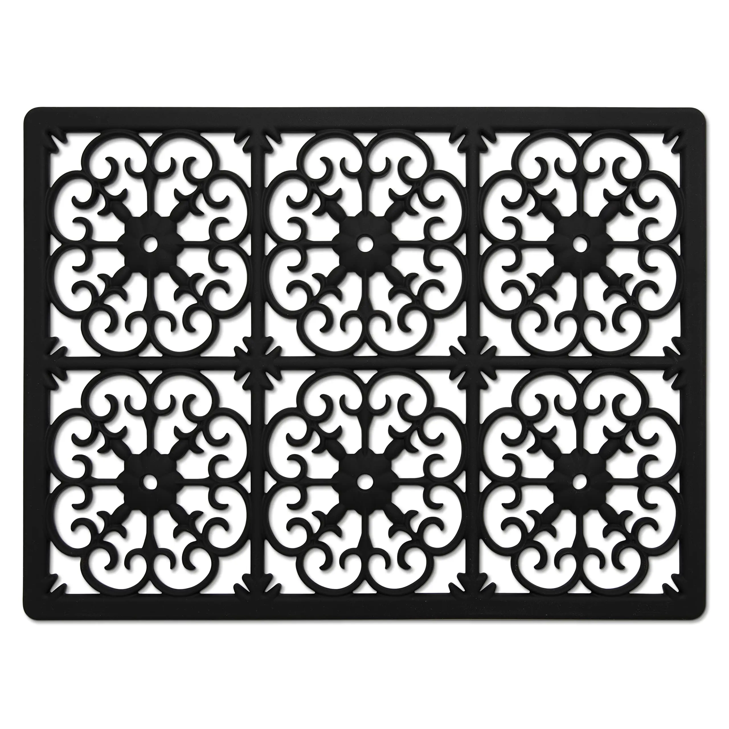 Extra Large Thick Silicone Trivet For Hot Dishes Pots And Pans Heat Resistant Mat Countertop Pad Kitchen Easy To Clean 16 X 12 3/8 Inches Black