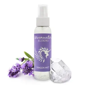 Moonwater Elixirs Smudge Spray with Lavender, Clear Quartz Crystals, Full Moon and Reiki Charged Dragon Mist for Clearing Negative Energy Charged