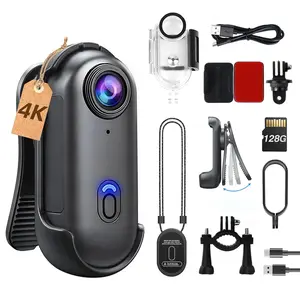 NUISK 4K Mini Body Camera with 110° Wide Angle IPX7 Waterproof 128GB Storage Wi-Fi App Control for Work Travel Fishing Pet Walking 4K/30fps Resolution  camera Card Handycam vlogging camera Portable Body Cam Digital Cam