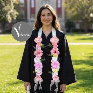 Handmade Pastel Floral Graduation Stole, Romantic Flower Lei Sash, Class of 2026 Grad Accessory, Senior Photo Prop Gift Bloom Floral Graduation Stole